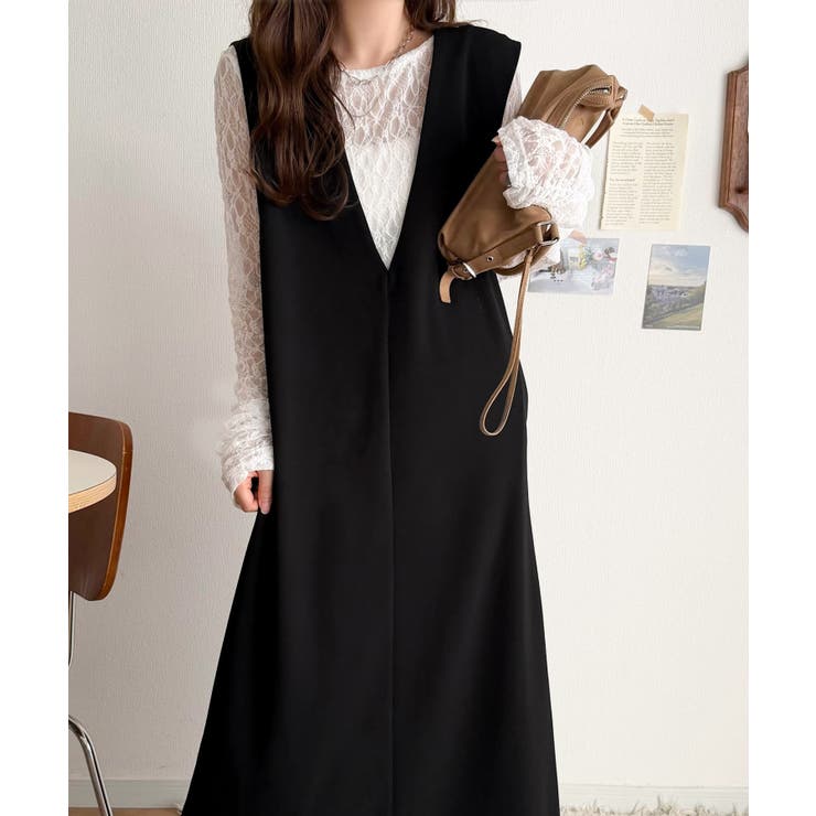 落ち感が美しい。抜け感レイヤードも叶う、上品カットジョーゼットワンピース（ロング… | Classical Elf  | 詳細画像18 