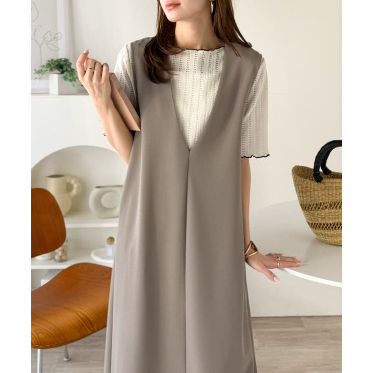 落ち感が美しい。抜け感レイヤードも叶う、上品カットジョーゼットワンピース（ロング… | Classical Elf  | 詳細画像23 