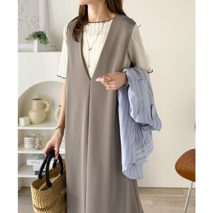 落ち感が美しい。抜け感レイヤードも叶う、上品カットジョーゼットワンピース（ロング… | Classical Elf  | 詳細画像24 