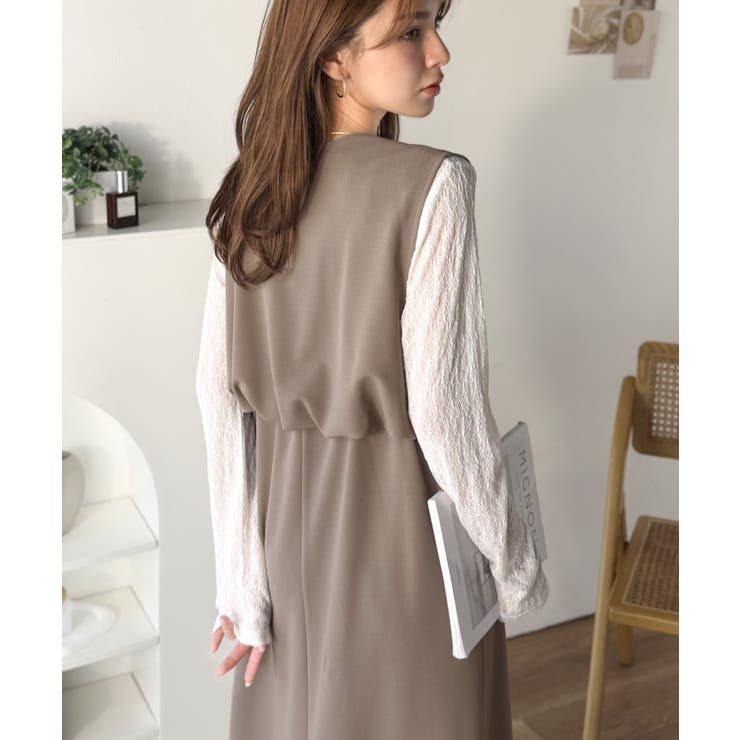 モカ | 落ち感が美しい。抜け感レイヤードも叶う、上品カットジョーゼットワンピース（ロング… | Classical Elf 