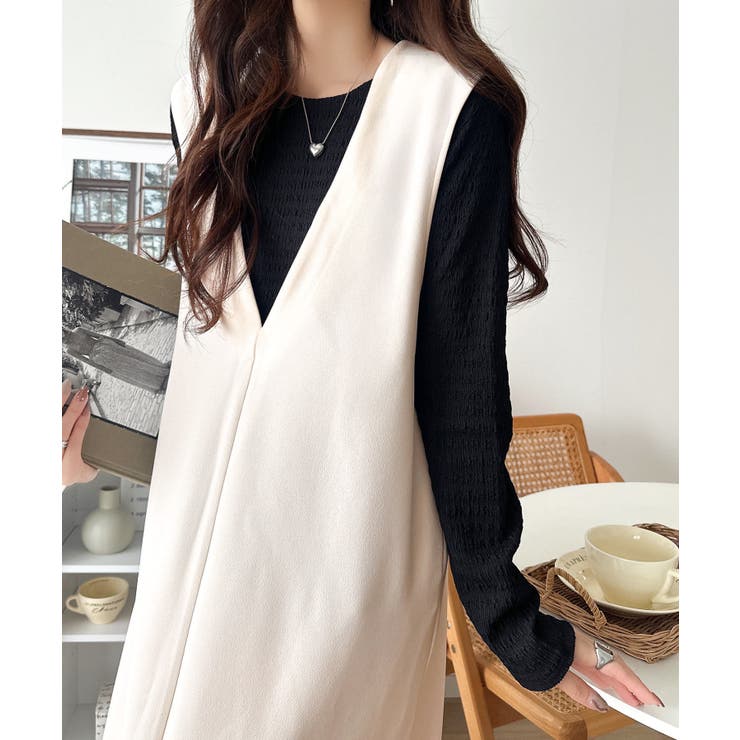 落ち感が美しい。抜け感レイヤードも叶う、上品カットジョーゼットワンピース（ロング… | Classical Elf  | 詳細画像4 