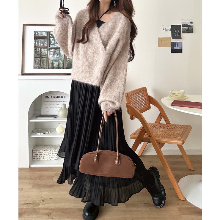 これでコーデ完成の優秀セット！カシュクールウール混ニット×キャミワンピース（セッ… | Classical Elf  | 詳細画像30 