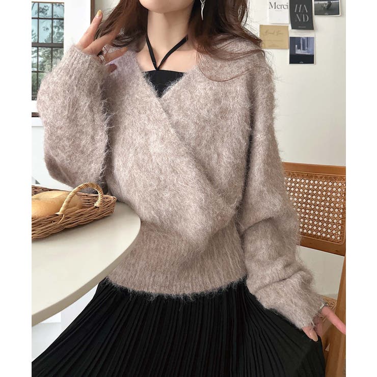 これでコーデ完成の優秀セット！カシュクールウール混ニット×キャミワンピース（セッ… | Classical Elf  | 詳細画像31 