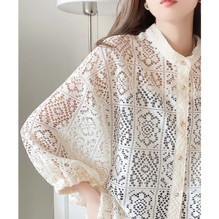 IENAチュールレースバンドカラーシャツ IENA イエナ チュールレース バンドカラーシャツ アイボリー 38 M