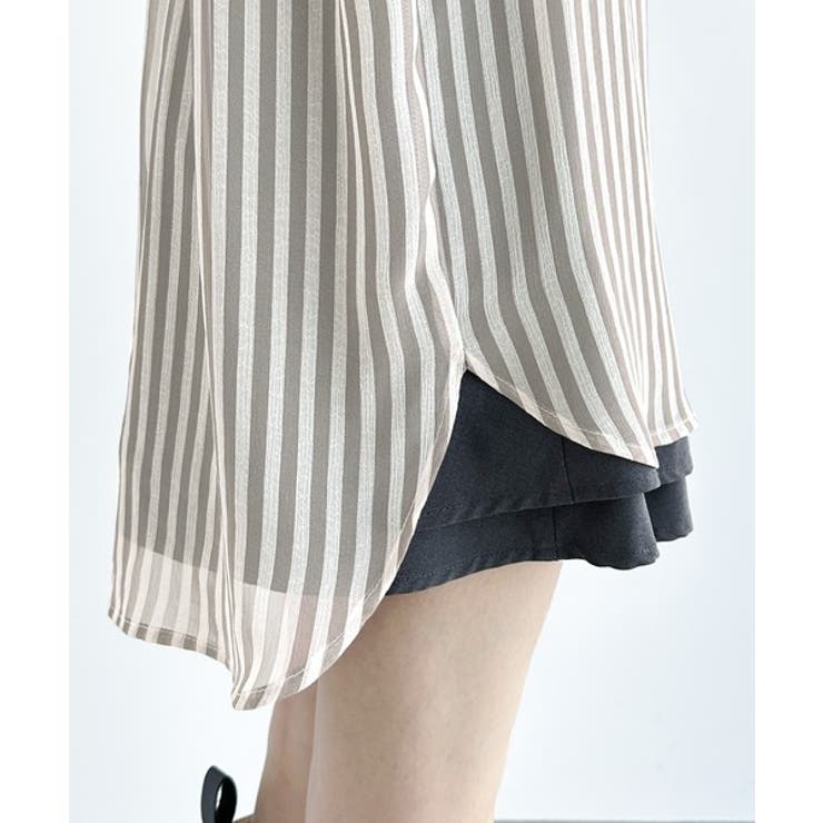 【冷房・ 紫外線・日焼け対策】コーデに抜け感を演出。シアーストライプシャツ | Classical Elf  | 詳細画像14 