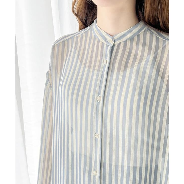 【冷房・ 紫外線・日焼け対策】コーデに抜け感を演出。シアーストライプシャツ | Classical Elf  | 詳細画像17 
