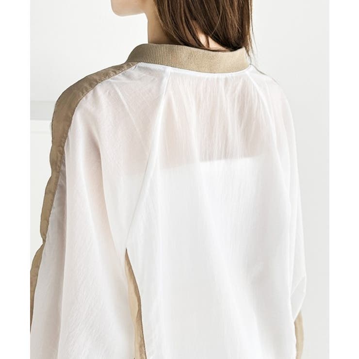 レトロ配色が今っぽ！胸刺繍配色シアー裾ドロストVネックプルオーバー | Classical Elf  | 詳細画像18 