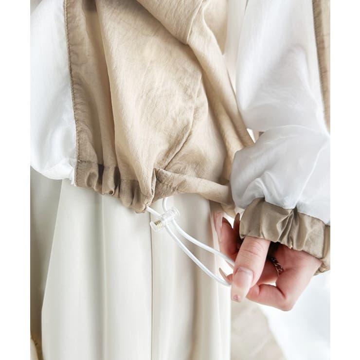 レトロ配色が今っぽ！胸刺繍配色シアー裾ドロストVネックプルオーバー | Classical Elf  | 詳細画像20 