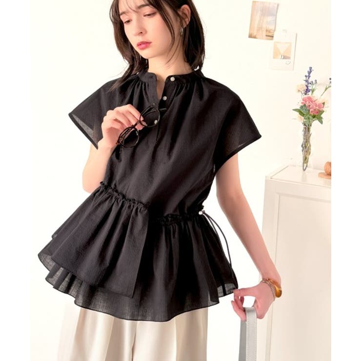 ブラック | 大人カジュアルに活躍。前後2wayサッカー素材アシンメトリーティアードフリルプル… | Classical Elf 