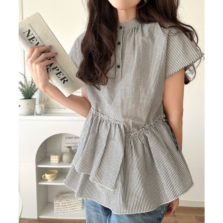 大人カジュアルに活躍。前後2wayサッカー素材アシンメトリーティアードフリルプル… | Classical Elf  | 詳細画像32 