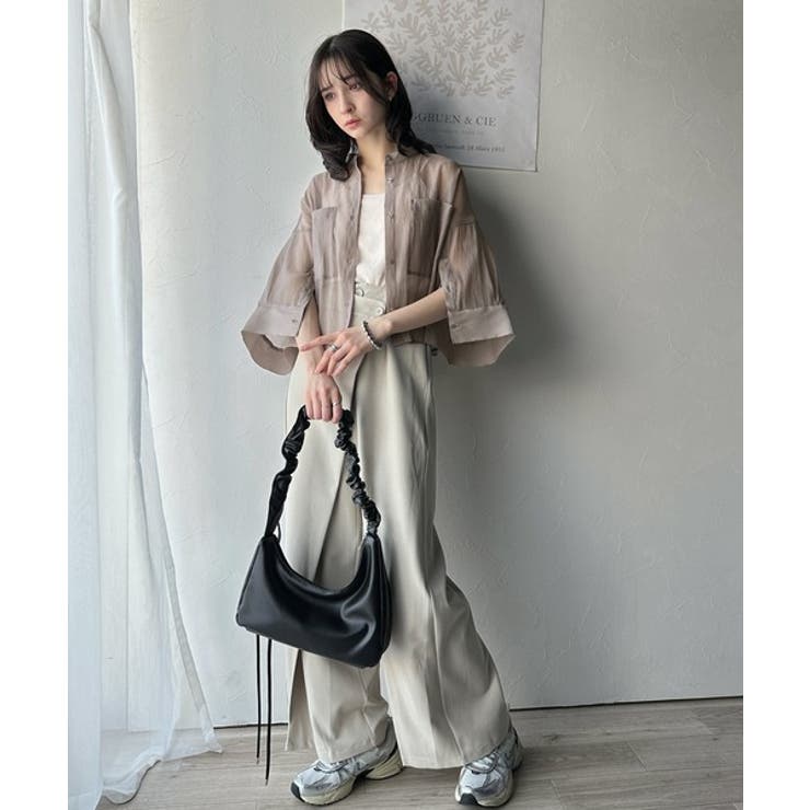 ゆるっと大人の余裕。ワイドハーフスリーブシアーバンドカラーショートシャツ | Classical Elf  | 詳細画像31 