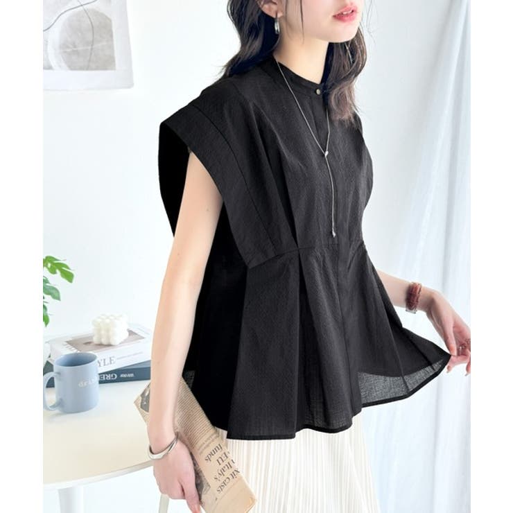 上品さとカジュアルのミックス。サッカー素材前後2wayバンドカラーウエストタック… | Classical Elf  | 詳細画像5 