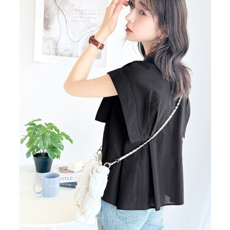 上品さとカジュアルのミックス。サッカー素材前後2wayバンドカラーウエストタック… | Classical Elf  | 詳細画像9 