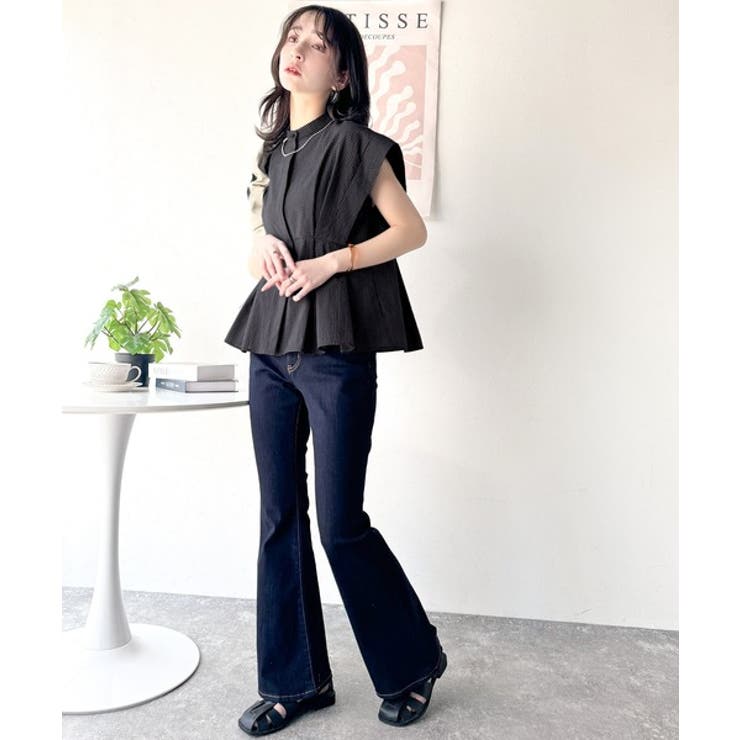 上品さとカジュアルのミックス。サッカー素材前後2wayバンドカラーウエストタック… | Classical Elf  | 詳細画像14 