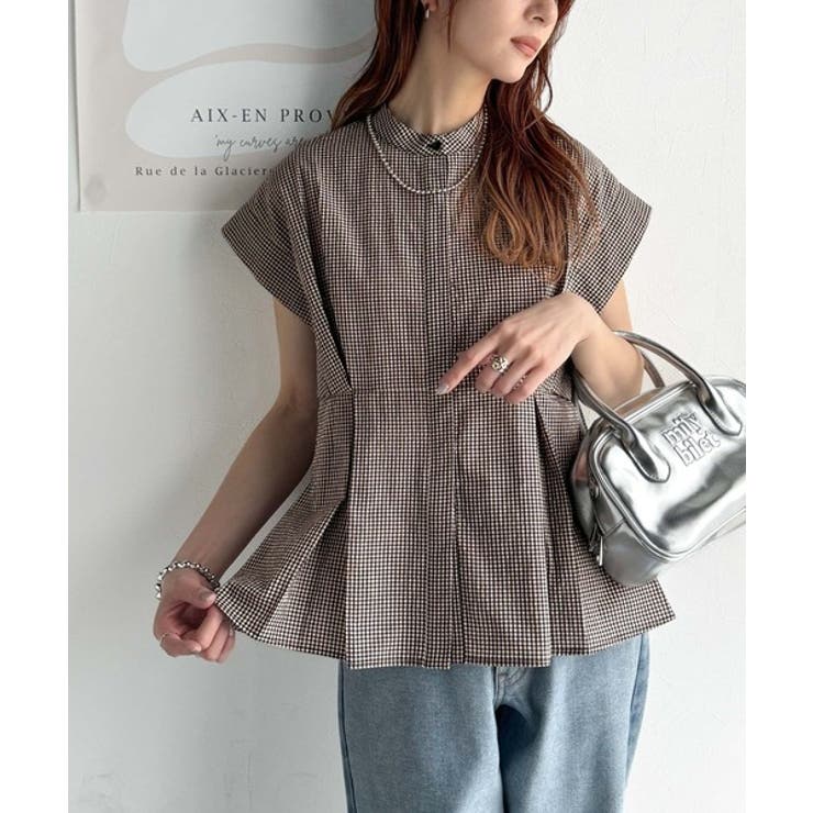 上品さとカジュアルのミックス。サッカー素材前後2wayバンドカラーウエストタック… | Classical Elf  | 詳細画像18 