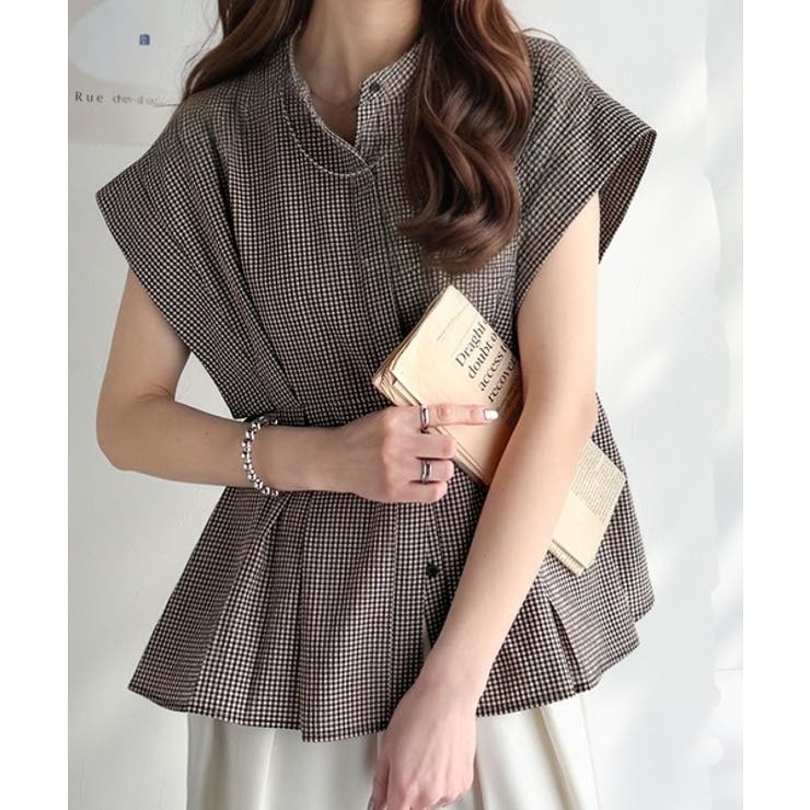 上品さとカジュアルのミックス。サッカー素材前後2wayバンドカラーウエストタック… | Classical Elf  | 詳細画像20 