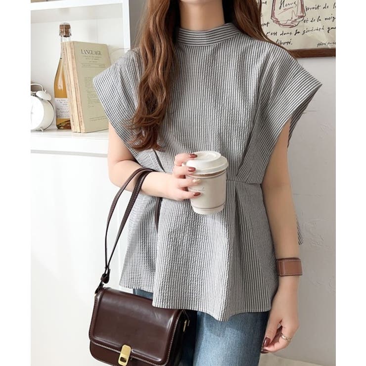 上品さとカジュアルのミックス。サッカー素材前後2wayバンドカラーウエストタック… | Classical Elf  | 詳細画像26 