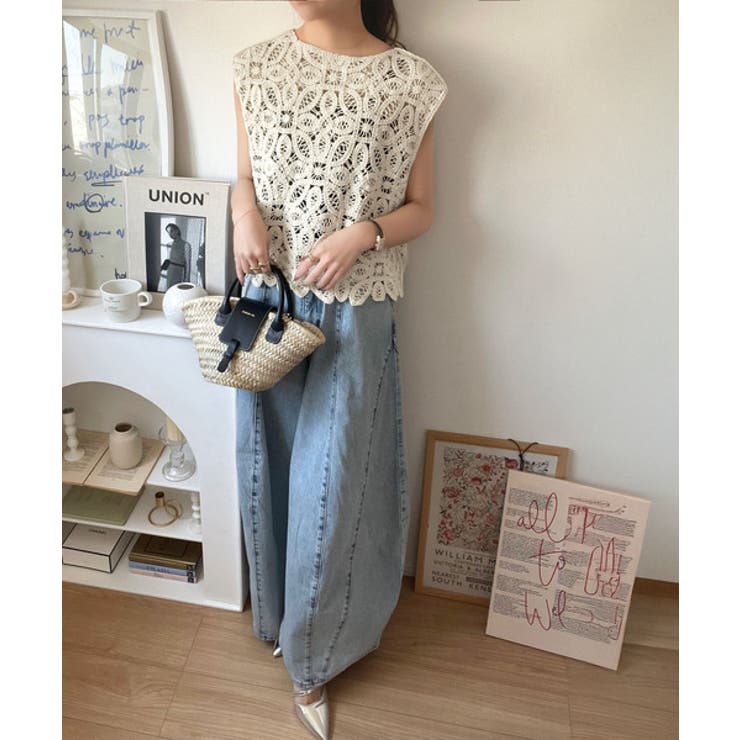 レトロ感漂うトレンド♪前後2WAYクロシェレースフレンチスリーブカットソー | Classical Elf  | 詳細画像28 