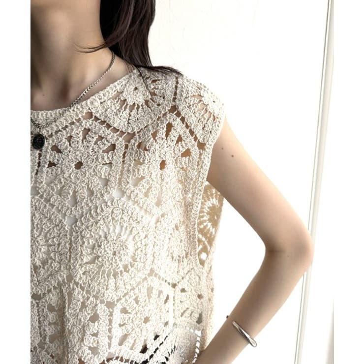 レトロ感漂うトレンド♪前後2WAYクロシェレースフレンチスリーブカットソー | Classical Elf  | 詳細画像29 