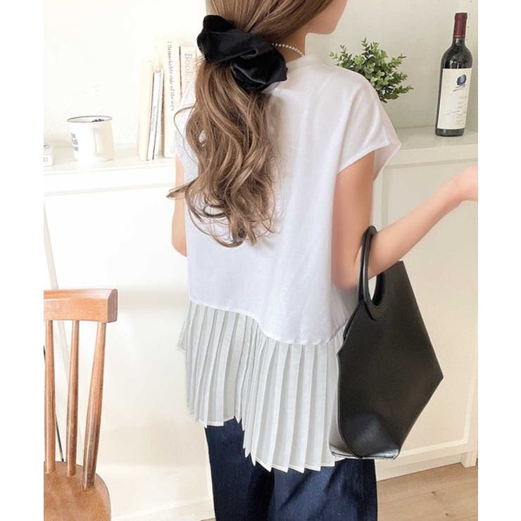 上品フェミニンに決まる。裾シアープリーツライトダンボールフレンチスリーブ風Tシャ… | Classical Elf  | 詳細画像8 