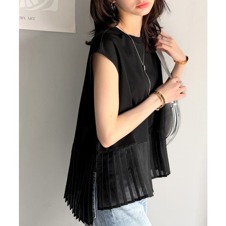 上品フェミニンに決まる。裾シアープリーツライトダンボールフレンチスリーブ風Tシャ… | Classical Elf  | 詳細画像10 