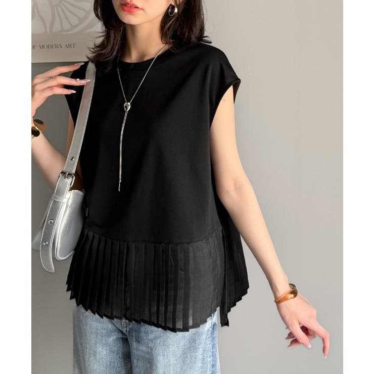 上品フェミニンに決まる。裾シアープリーツライトダンボールフレンチスリーブ風Tシャ… | Classical Elf  | 詳細画像13 