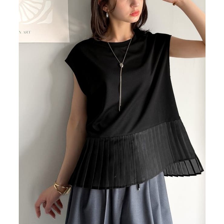 上品フェミニンに決まる。裾シアープリーツライトダンボールフレンチスリーブ風Tシャ… | Classical Elf  | 詳細画像14 