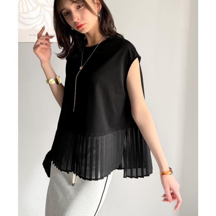 上品フェミニンに決まる。裾シアープリーツライトダンボールフレンチスリーブ風Tシャ… | Classical Elf  | 詳細画像16 