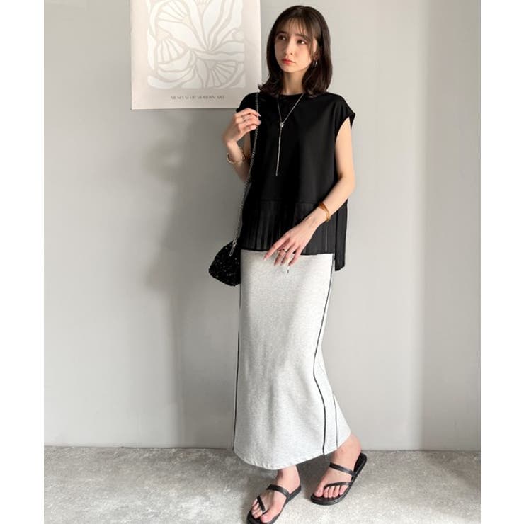 上品フェミニンに決まる。裾シアープリーツライトダンボールフレンチスリーブ風Tシャ… | Classical Elf  | 詳細画像17 