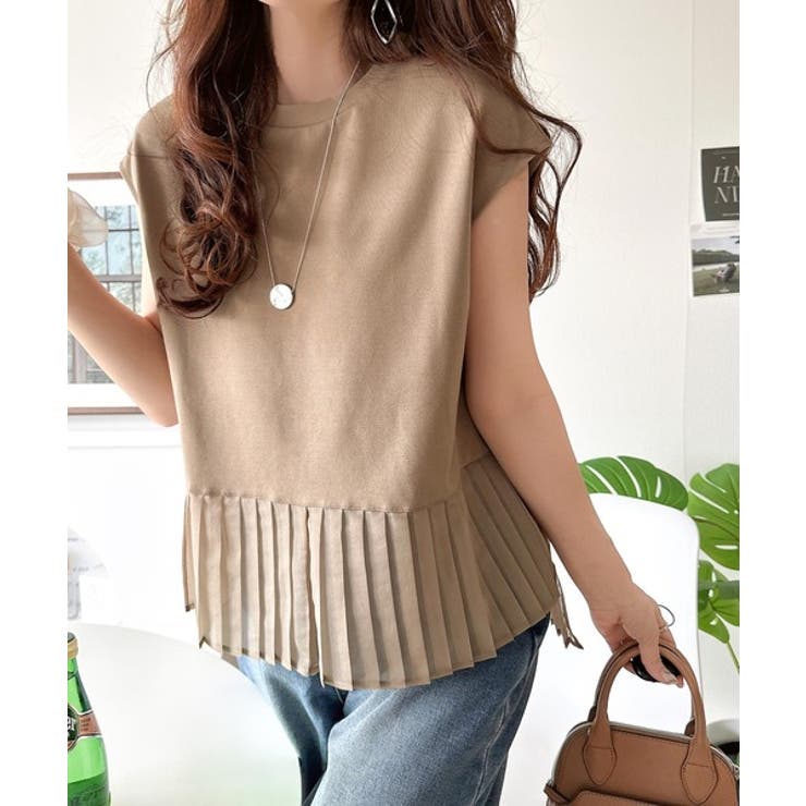 上品フェミニンに決まる。裾シアープリーツライトダンボールフレンチスリーブ風Tシャ… | Classical Elf  | 詳細画像21 