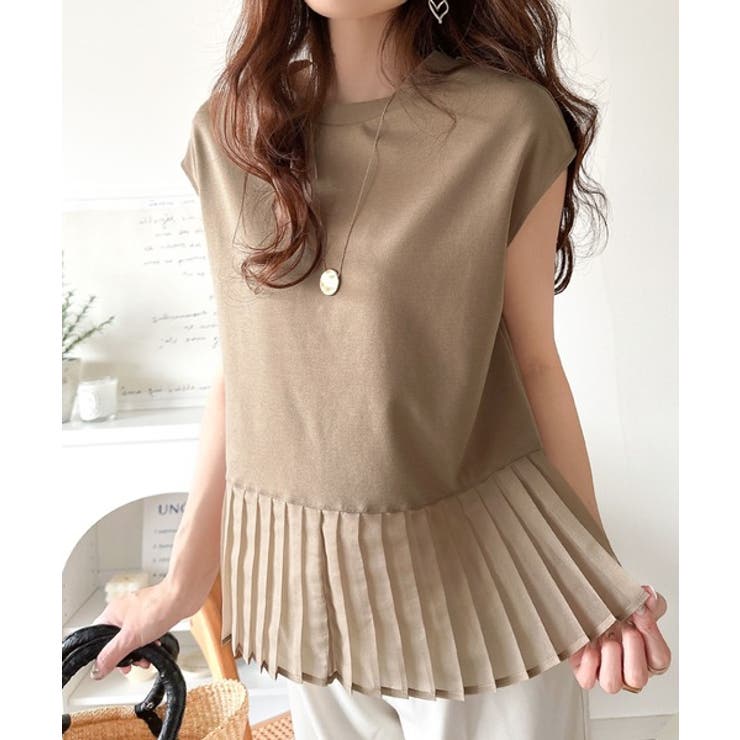 上品フェミニンに決まる。裾シアープリーツライトダンボールフレンチスリーブ風Tシャ… | Classical Elf  | 詳細画像27 