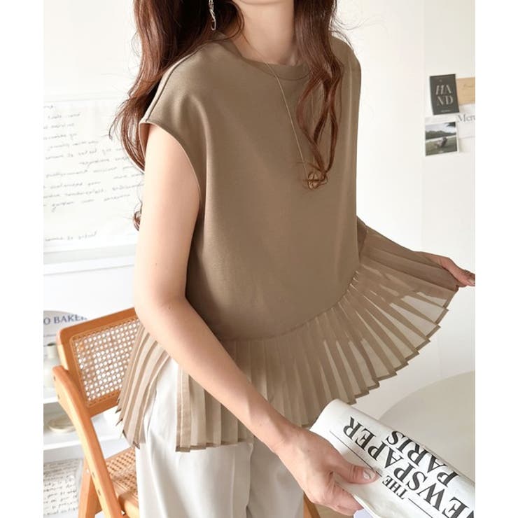 上品フェミニンに決まる。裾シアープリーツライトダンボールフレンチスリーブ風Tシャ… | Classical Elf  | 詳細画像28 