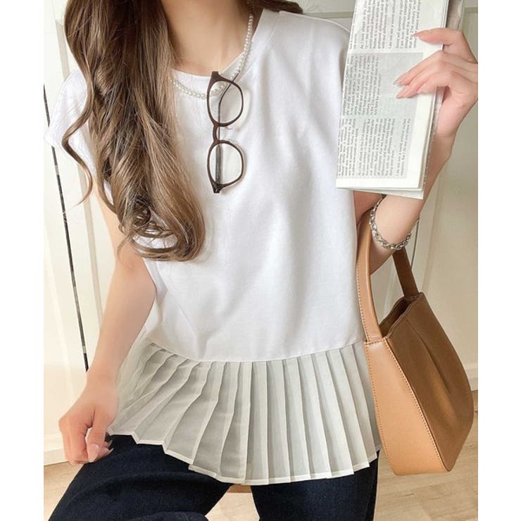 上品フェミニンに決まる。裾シアープリーツライトダンボールフレンチスリーブ風Tシャ… | Classical Elf  | 詳細画像5 
