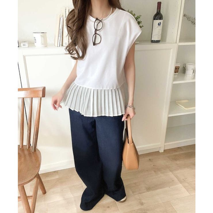 上品フェミニンに決まる。裾シアープリーツライトダンボールフレンチスリーブ風Tシャ… | Classical Elf  | 詳細画像6 