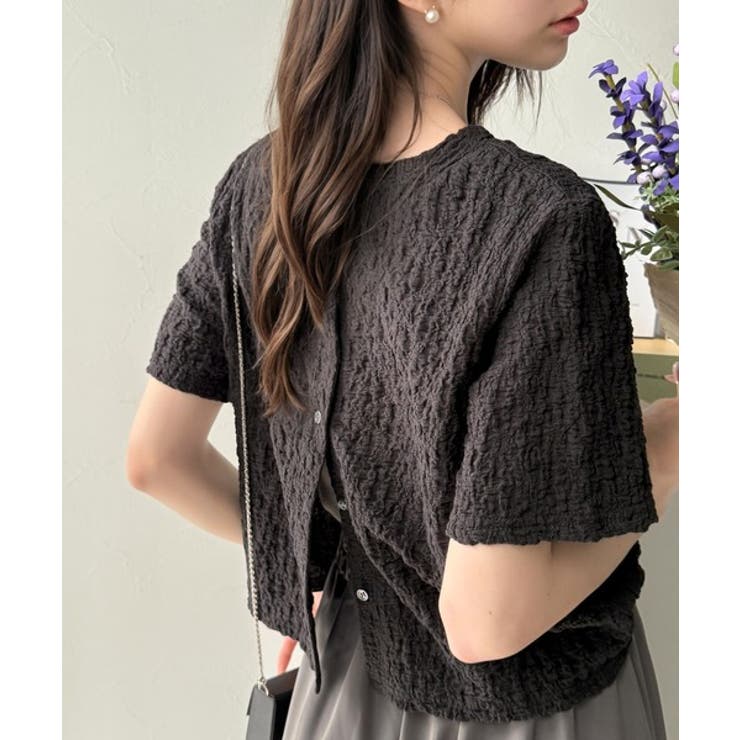 ラフに着てもサマになる！前後2wayクラッシュジャカードノーカラーブラウス（半袖… | Classical Elf  | 詳細画像17 