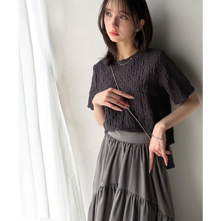 ラフに着てもサマになる！前後2wayクラッシュジャカードノーカラーブラウス（半袖… | Classical Elf  | 詳細画像18 