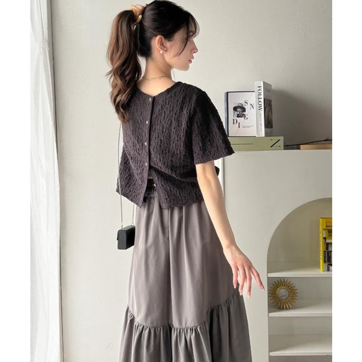 ラフに着てもサマになる！前後2wayクラッシュジャカードノーカラーブラウス（半袖… | Classical Elf  | 詳細画像19 