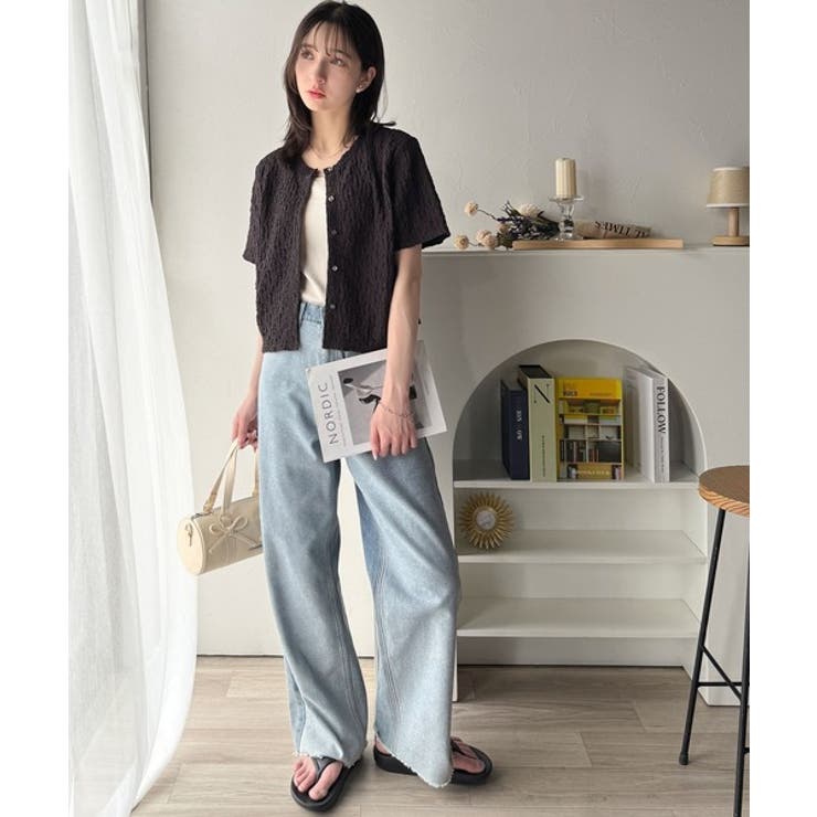 ラフに着てもサマになる！前後2wayクラッシュジャカードノーカラーブラウス（半袖… | Classical Elf  | 詳細画像20 