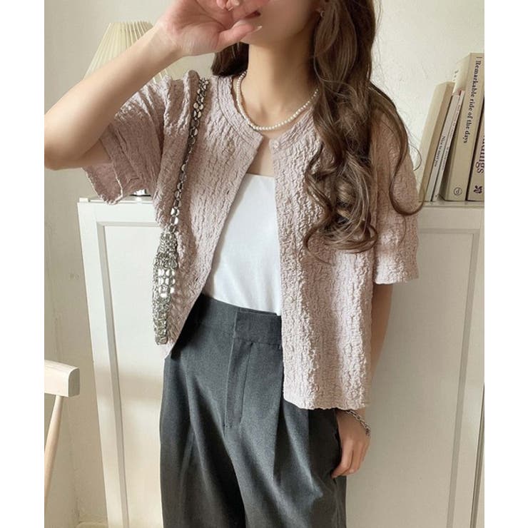 ラフに着てもサマになる！前後2wayクラッシュジャカードノーカラーブラウス（半袖… | Classical Elf  | 詳細画像21 