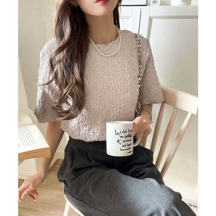 ラフに着てもサマになる！前後2wayクラッシュジャカードノーカラーブラウス（半袖… | Classical Elf  | 詳細画像23 