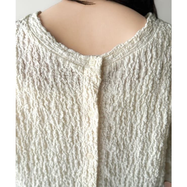 ラフに着てもサマになる！前後2wayクラッシュジャカードノーカラーブラウス（半袖… | Classical Elf  | 詳細画像30 