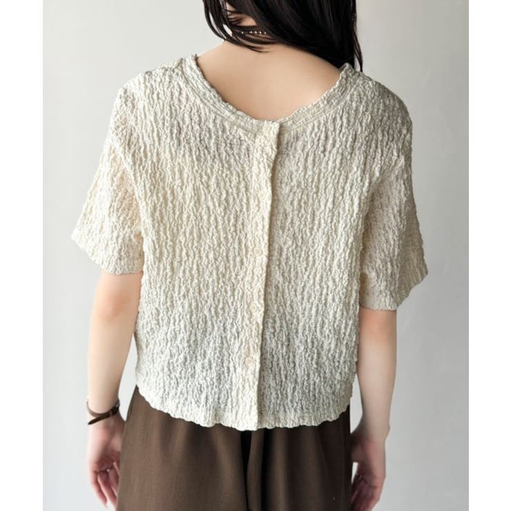 ラフに着てもサマになる！前後2wayクラッシュジャカードノーカラーブラウス（半袖… | Classical Elf  | 詳細画像31 