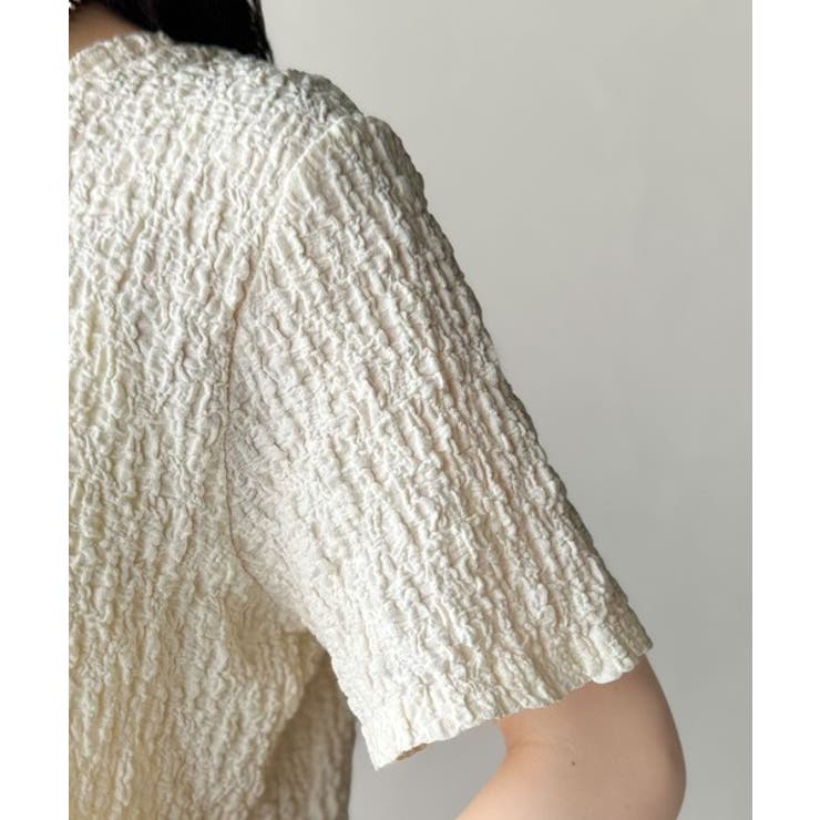 ラフに着てもサマになる！前後2wayクラッシュジャカードノーカラーブラウス（半袖… | Classical Elf  | 詳細画像32 