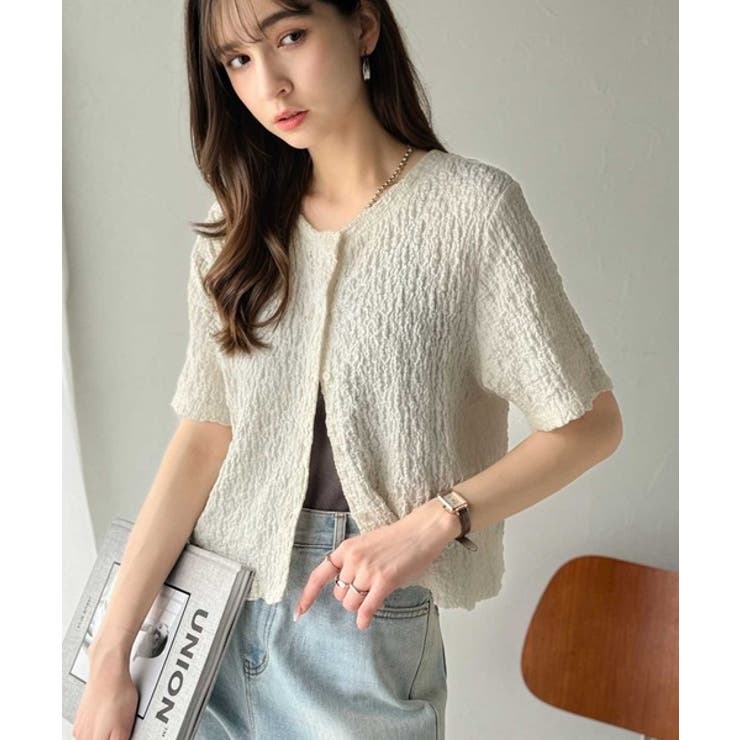 ラフに着てもサマになる！前後2wayクラッシュジャカードノーカラーブラウス（半袖… | Classical Elf  | 詳細画像3 