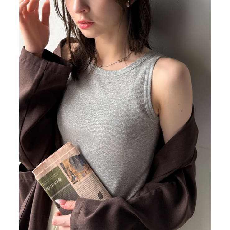 大人お洒落はさりげなくきらめくラメ◎ラメ入りアメスリテレコタンクトップ | Classical Elf  | 詳細画像50 