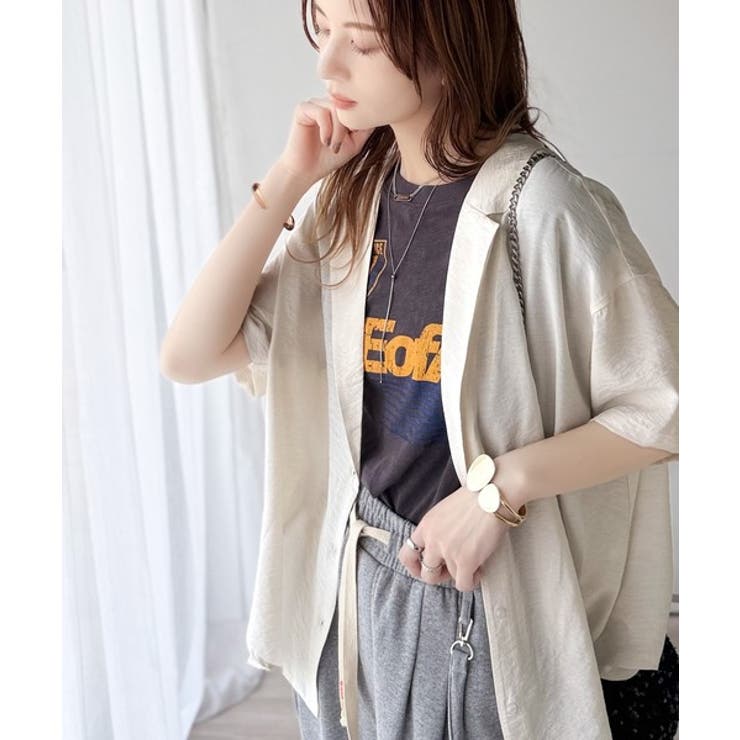 透ける、揺れる、魅せる。ヴィンテージライクシアー素材開襟シャツブラウス（半袖） | Classical Elf  | 詳細画像8 