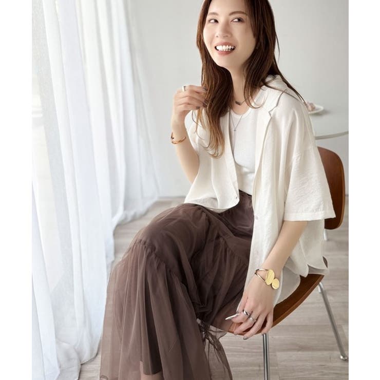 透ける、揺れる、魅せる。ヴィンテージライクシアー素材開襟シャツブラウス（半袖） | Classical Elf  | 詳細画像11 