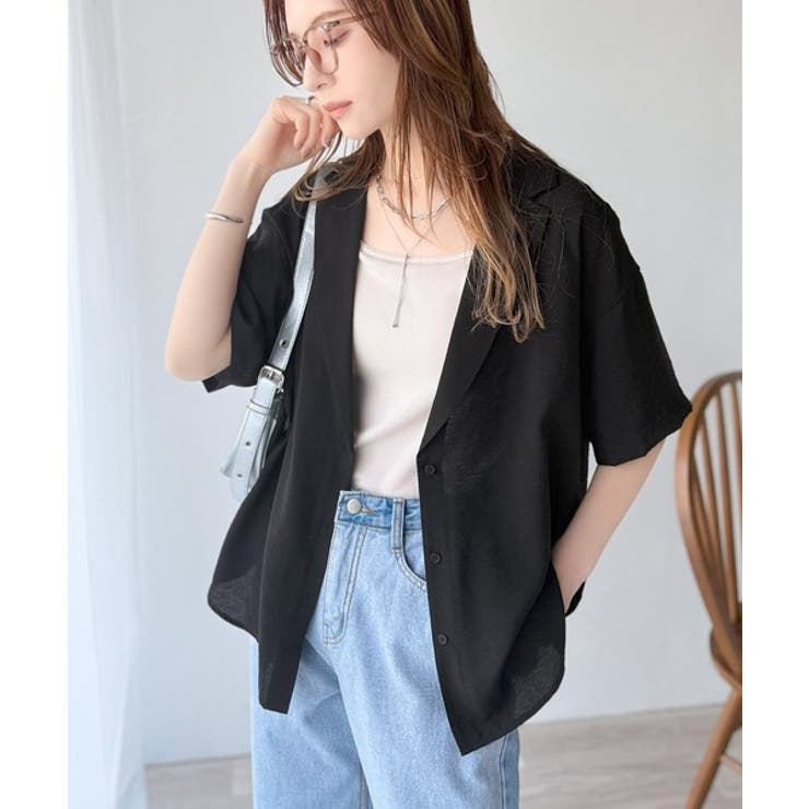 透ける、揺れる、魅せる。ヴィンテージライクシアー素材開襟シャツブラウス（半袖） | Classical Elf  | 詳細画像14 