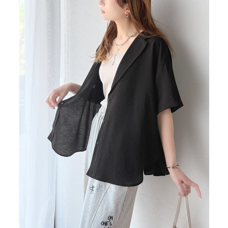 透ける、揺れる、魅せる。ヴィンテージライクシアー素材開襟シャツブラウス（半袖） | Classical Elf  | 詳細画像15 