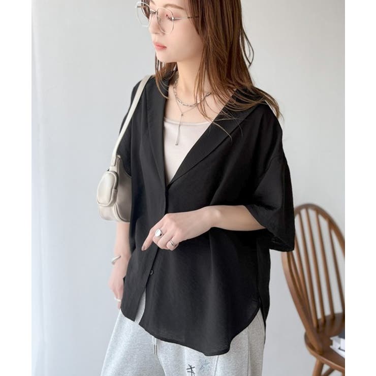 透ける、揺れる、魅せる。ヴィンテージライクシアー素材開襟シャツブラウス（半袖） | Classical Elf  | 詳細画像17 